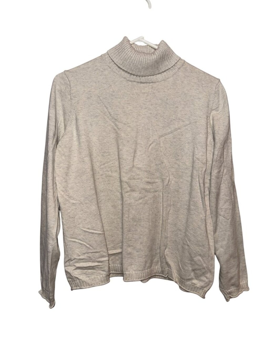 Woolrich Womens Ecru XL Turtleneck Sweater 100% Cotton Ribbed Collar